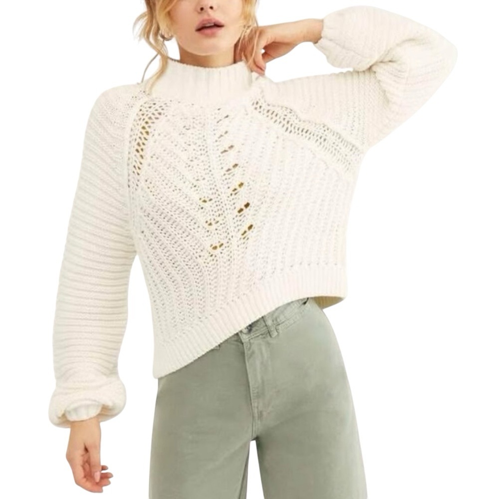 NWT Free People Ivory Sweetheart Sweater - Sz M